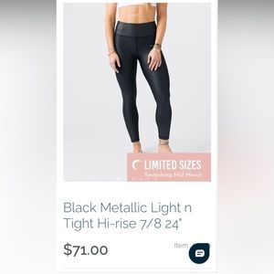 ZYIA Black Metallic Light n Tight Hi-rise 7/8 24"